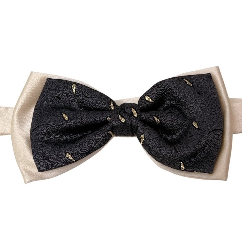Mens Bow Tie by Creation Valentino Vintage Mens Formal Tie Charcoal Gray Cream